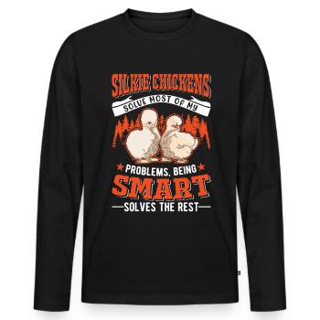 Silk Chicken Gift Silkie Chicken Silkie Chicken - Men's Premium Organic Long Sleeve Shirt - black - Front - Nico (187cm)
