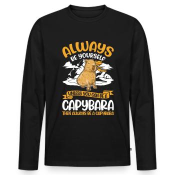 Sois toujours toi-même Capybara Wasserschwein Capibara - T-shirt manches longues Premium bio Homme - noir - Devant - Nico (187cm)