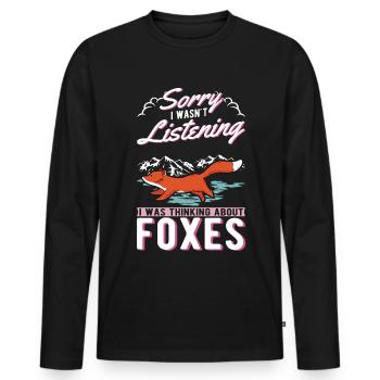 Fuchs Geschenk Rotfuchs - Männer Premium Bio Langarmshirt - Schwarz - Vorne - Nico (187cm)