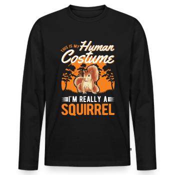 Écureuil Costume Humain Halloween - T-shirt manches longues Premium bio Homme - noir - Devant - Nico (187cm)
