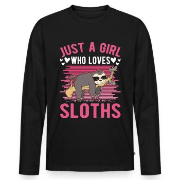 Juste une fille qui aime Sloth Sloth Sloth Girl - T-shirt manches longues Premium bio Homme - noir - Devant - Nico (187cm)
