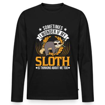 Sloth lover - Men's Premium Organic Long Sleeve Shirt - black - Front - Nico (187cm)