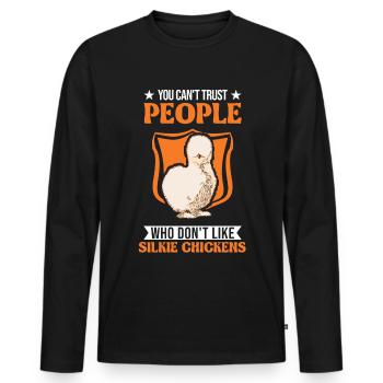 Silk Chicken Cadeau Silkie Chicken Silkie Chicken - T-shirt manches longues Premium bio Homme - noir - Devant - Nico (187cm)