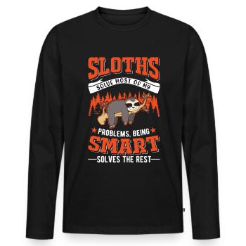 Sloth Gift Sloth - Men's Premium Organic Long Sleeve Shirt - black - Front - Nico (187cm)