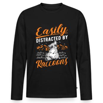 Facilement distrait par les ratons laveurs Ratons laveurs Raton laveur - T-shirt manches longues Premium bio Homme - noir - Devant - Nico (187cm)