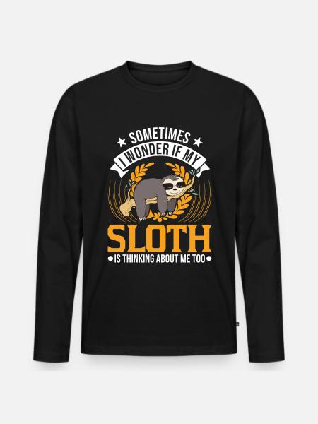 Faultier Liebhaber - Männer Premium Bio Langarmshirt - Schwarz