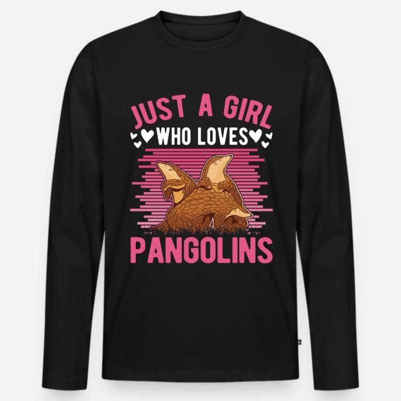 Pangolin Mädchen Schuppentier - Männer Premium Bio Langarmshirt - Schwarz