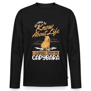 Capybara Wasserschwein Capibara - Men's Premium Organic Long Sleeve Shirt - black - Front - Nico (187cm)