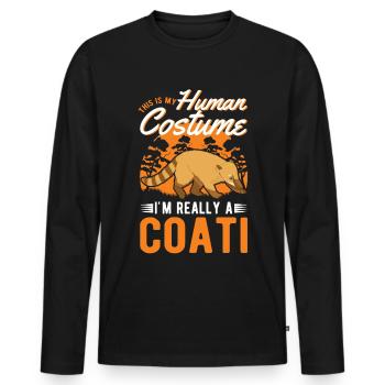 Coati Costume Humain Halloween Coati Proboscis - T-shirt manches longues Premium bio Homme - noir - Devant - Nico (187cm)