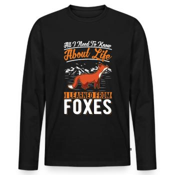 Fox Cadeau Renard roux - T-shirt manches longues Premium bio Homme - noir - Devant - Nico (187cm)