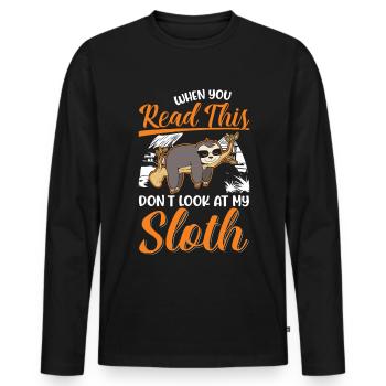 Sloth Gift Sloth - Men's Premium Organic Long Sleeve Shirt - black - Front - Nico (187cm)