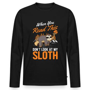 Sloth Gift Sloth - Men's Premium Organic Long Sleeve Shirt - black - Front - Nico (187cm)