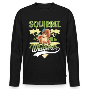 Écureuil Whisperer - T-shirt manches longues Premium bio Homme - noir - Devant - Nico (187cm)