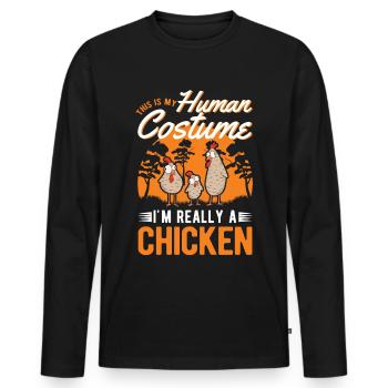 Chickens Costume Chicken Halloween Farmer - Men's Premium Organic Long Sleeve Shirt - black - Front - Nico (187cm)