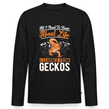 Gecko Geschenk Leopardgecko - Männer Premium Bio Langarmshirt - Schwarz - Vorne - Nico (187cm)