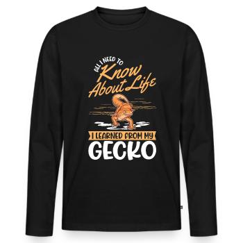 Gecko Geschenk Leopardgecko - Männer Premium Bio Langarmshirt - Schwarz - Vorne - Nico (187cm)