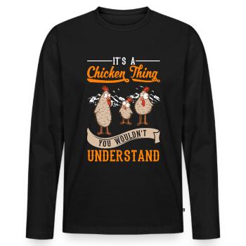 Chickens Ding Farmer Farmer Chicken - Men's Premium Organic Long Sleeve Shirt - black - Front - Nico (187cm)