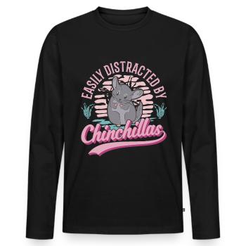 Easily distracted by Chinchillas - Men's Premium Organic Long Sleeve Shirt - black - Front - Nico (187cm)