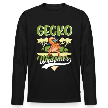 Gecko Whisperer Gecko Whisperer Leopard Gecko - Men's Premium Organic Long Sleeve Shirt - black - Front - Nico (187cm)