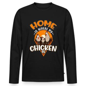 Poulets Home Farmer Poulet - T-shirt manches longues Premium bio Homme - noir - Devant - Nico (187cm)