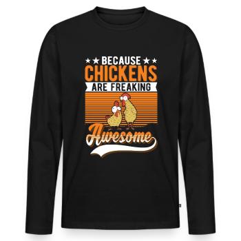 Chickens Farmer Chicken Gift Farmer - Men's Premium Organic Long Sleeve Shirt - black - Front - Nico (187cm)
