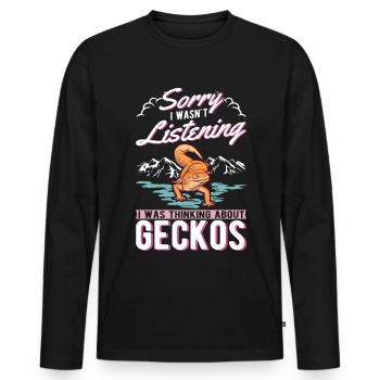 Gecko Geschenk Leopardgecko - Männer Premium Bio Langarmshirt - Schwarz - Vorne - Nico (187cm)