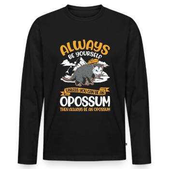Opossum Cadeau Marsupial Opossum - T-shirt manches longues Premium bio Homme - noir - Devant - Nico (187cm)