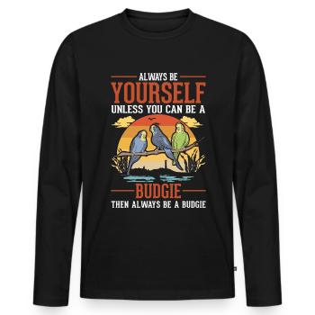 Toujours être toi-même Perruche perruche - T-shirt manches longues Premium bio Homme - noir - Devant - Nico (187cm)