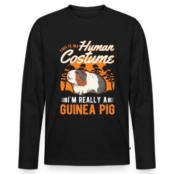 Costume de cochon d’Inde Halloween - T-shirt manches longues Premium bio Homme - noir - Devant - Nico (187cm)