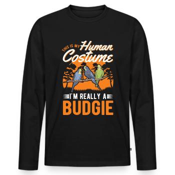 Budgie Costume Welli Halloween Parakeet - Men's Premium Organic Long Sleeve Shirt - black - Front - Nico (187cm)