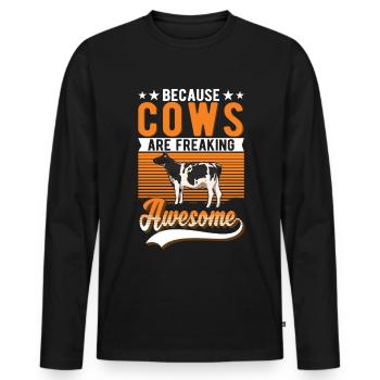 Cow cattle breeder farmer farmer cows - Men's Premium Organic Long Sleeve Shirt - black - Front - Nico (187cm)