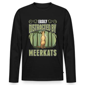Easily distracted by Meerkat - Männer Premium Bio Langarmshirt - Schwarz - Vorne - Nico (187cm)