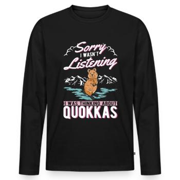 Quokka Gift Kangourou à queue courte - T-shirt manches longues Premium bio Homme - noir - Devant - Nico (187cm)