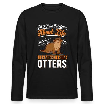 Loutre Loutre Loutre Loutre de mer - T-shirt manches longues Premium bio Homme - noir - Devant - Nico (187cm)
