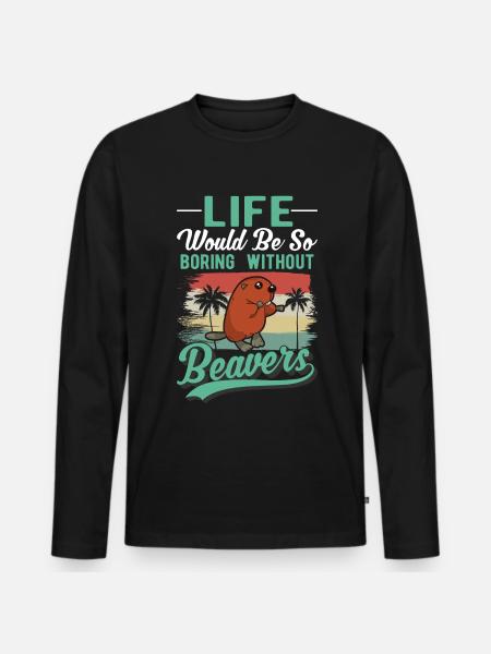 Biber Geschenk Biberdamm - Männer Premium Bio Langarmshirt - Schwarz