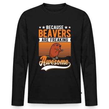 Biber Geschenk Biberdamm - Männer Premium Bio Langarmshirt - Schwarz - Vorne - Nico (187cm)
