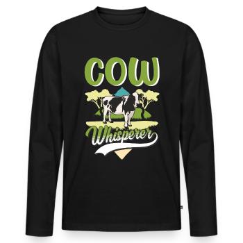 Cow Whisperer Farmer Cattle Breeder Cows - Men's Premium Organic Long Sleeve Shirt - black - Front - Nico (187cm)