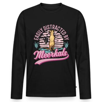 Meerkat Gift Meerkat - Men's Premium Organic Long Sleeve Shirt - black - Front - Nico (187cm)