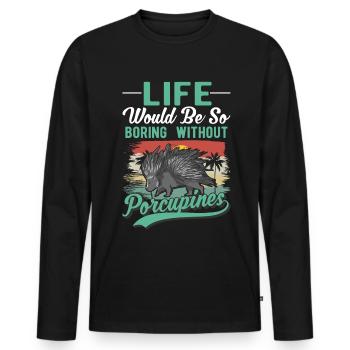 Porcupine Gift Porcupine - Men's Premium Organic Long Sleeve Shirt - black - Front - Nico (187cm)