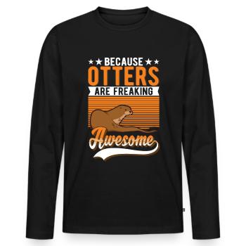 Loutre Cadeau Loutre Loutre Loutre Loutre de mer - T-shirt manches longues Premium bio Homme - noir - Devant - Nico (187cm)