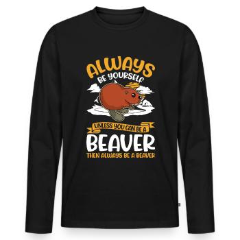 Soyez toujours vous-même Castor Castor Beaver Dam - T-shirt manches longues Premium bio Homme - noir - Devant - Nico (187cm)