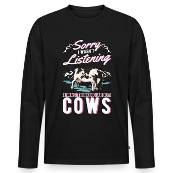 Éleveur de vaches Éleveur de bovins Vaches fermiers - T-shirt manches longues Premium bio Homme - noir - Devant - Nico (187cm)
