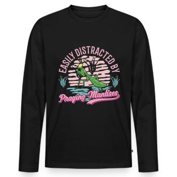 Gottesanbeterin Praying Mantis Fangschrecke - Men's Premium Organic Long Sleeve Shirt - black - Front - Nico (187cm)