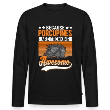 Porcupine Gift Porcupine - Men's Premium Organic Long Sleeve Shirt - black - Front - Nico (187cm)