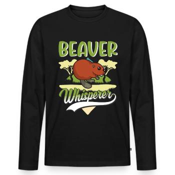 Beaver Whispering Beaver Dam - T-shirt manches longues Premium bio Homme - noir - Devant - Nico (187cm)