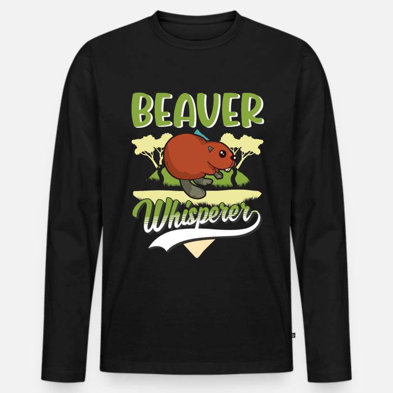 Biber Flüsterer Biberdamm - Männer Premium Bio Langarmshirt - Schwarz