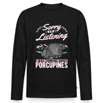 Porcupine Gift Porcupine - Men's Premium Organic Long Sleeve Shirt - black - Front - Nico (187cm)