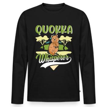 Quokka Whisperer Kangourou à queue courte - T-shirt manches longues Premium bio Homme - noir - Devant - Nico (187cm)
