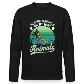 Gottesanbeterin Spirit Animal Fangschrecke - Männer Premium Bio Langarmshirt - Schwarz - Vorne - Nico (187cm)