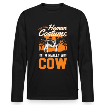 Cow Costume Farmer Cattle Breeder - Men's Premium Organic Long Sleeve Shirt - black - Front - Nico (187cm)